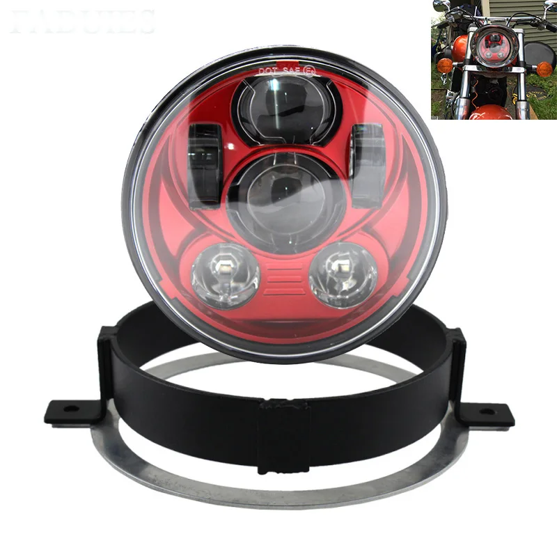 Honda VTX 5 34 LED Chrome Headlight Kit with Bracket and Hardware - Plug and Play - Daymaker (5) 1 44343