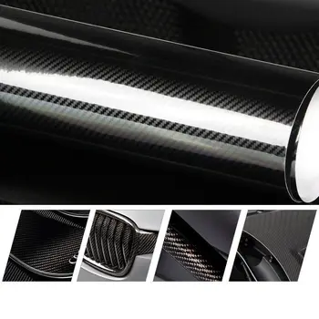 

50cmx152cm Glossy Carbon Fiber Sticker 5D Ultra Shiny Black Wrap Decals Decorations Auto Vehicles Car Stickers