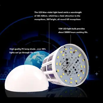 

Mosquito Bulb E27 Trap Light UV Lamp Pest Bug White Fashion Flying Insects Voiceless Moths Killer Electric Electric Fly Zapper