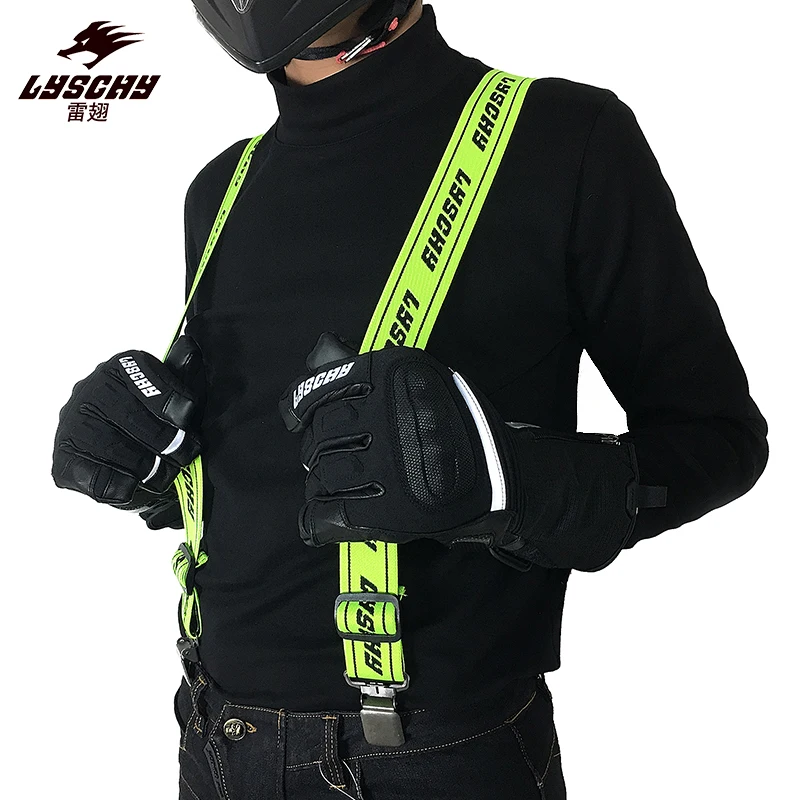 LYSCHY Heavy Duty Braces Pants Suspender Elastic Adjustable Y Back Straps For Motorcycle Racing Riding Universal Pants Suspender