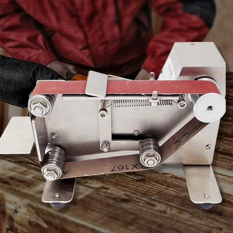 Without Stepless Governor, 10Mm MGhome Grinder Electric Belt Sander Mini DIY Polishing Grinding Sharpener Machine 