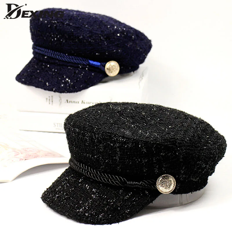 

2019 Fashion Winter and Autumn Ladies Hats Women Hats Corduroy Caps Europe and America Retro Flat Top Casual Wild Octagonal Cap