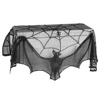 

1Pc Halloween Stove Cloth Spider Net Bat Pattern Lace Curtain Table Cloth Horror Props Halloween Party Favor Decoration