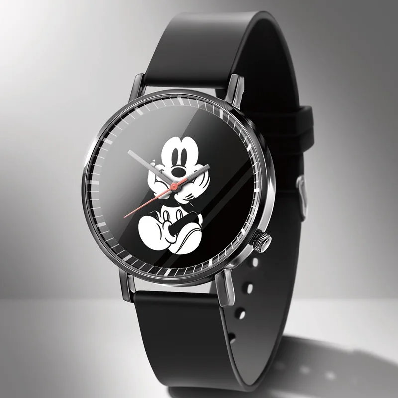 Mickey Children's watch Disney Mouse boy girl PU strap Quartz Cartoons Casual Silica gel Sports electronic | Наручные часы