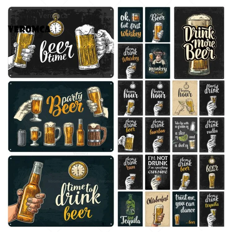 

Beer Time Tin Sign Vintage Bar-Metal Sign Retro Plates Plaque Sign Metal Wall Stickers for Club Pub Man Cave Vintage Decor