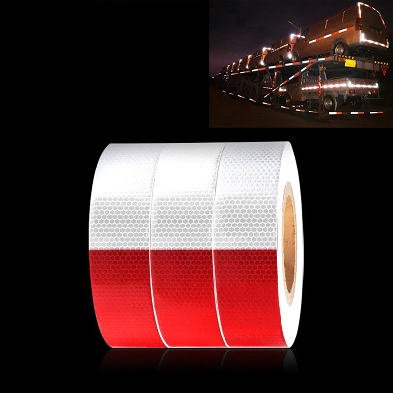 

Waterproof Reflective Safety Tape Roll Auto Truck Safety Reflector Strips Self-adhesive Conspicuity Hazard Warning Sticker