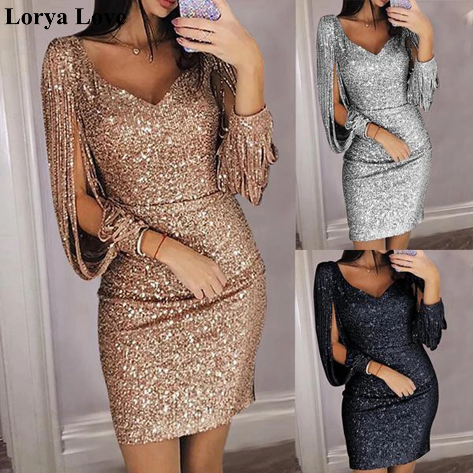 Блестящие коктейльные платья русалки модель 2020 года женское блестящее короткое