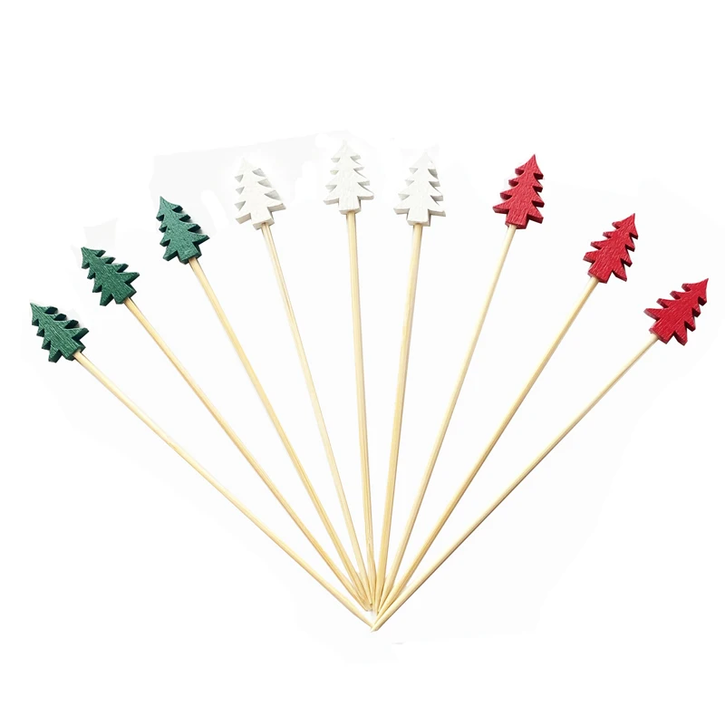 

100Pcs Christmas Fruit Sticks Dessert Buffet Salad Fork Cake Muffin Vegetable Picks Cocktail Toothpicks Party Bar Decoration