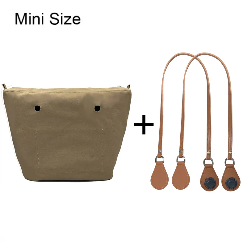 1set 85cm Long Microfiber Leather Handles with Canvas Floral Insert Inner Pocket for Classic Mini Obag O Bag Women Handbag 
