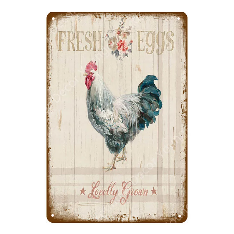 Fresh Eggs Black Grouse Metal Signs Beef Cow Chicken Meat Collection Poster Vintage Wall Painting Craft Farm House Decor YI-164 - Цвет: YD7886BI