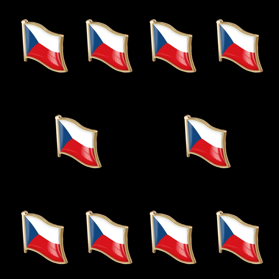 

10 Pieces Czech Republic Official Gold Waving Flag Lapel Pins Awareness Brooch Lapel Pin Buttons Accessories