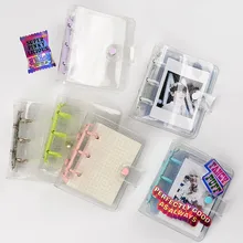

Kawaii Transparent Mini Pocket 3 Ring Diary Notebook Journal Agenda DIY Photocard Binder Korean School Stationery
