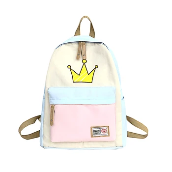 

Women Nylon Backpacks Crown Printing Bookbags Cute School Bags for Teenage Girls Laptop