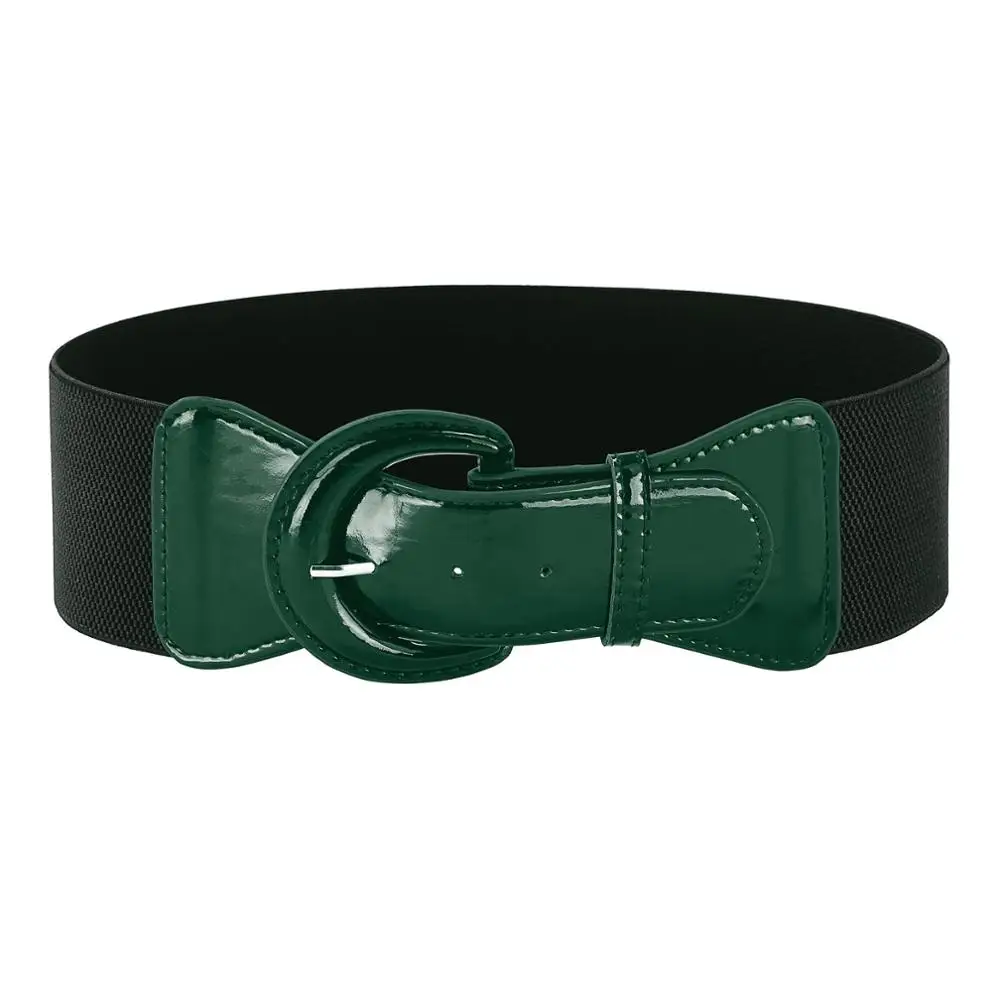 Dark Green Модные леопардовые ремни для женщин, широкий кожаный пояс с пряжкой, эластичный женский пояс для одежды, аксессуары - Цвет: Dark Green