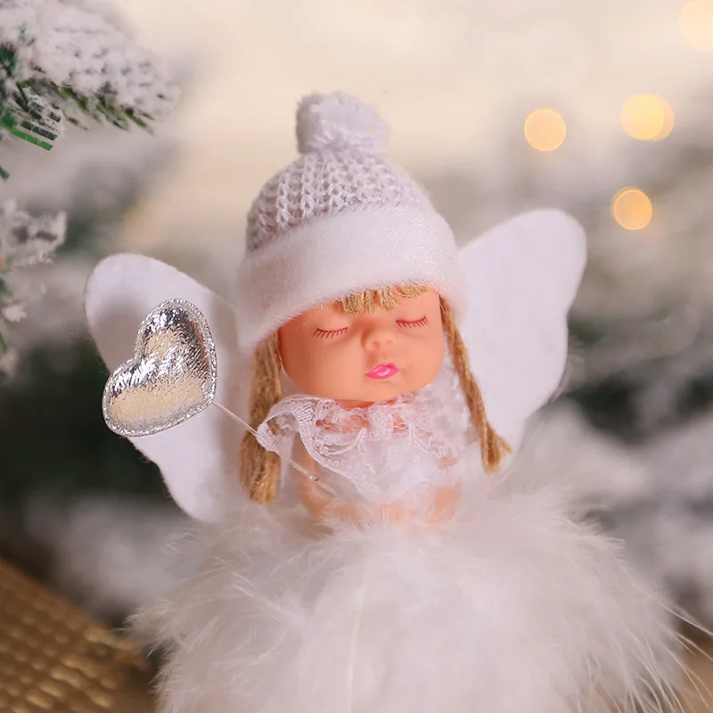 New Year Latest Christmas Cute Silk Plush Angel Doll Xmas Tree Ornaments Noel Christmas Decoration for Home Kids Gifts