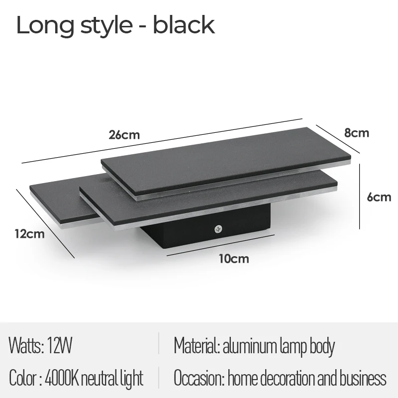 Black Square 4000K Puluoti Крытый оригинальность 12 Вт индивидуальный декоративный светодиодный настенный светильник - Цвет абажура: Black Square 4000K