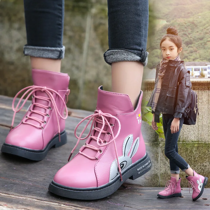 Kids Ankle Boots Children Winter Shoes Girls Cartoon Character Print Chelsea Boots Girls Spring Leather Waterproof Martin Boots