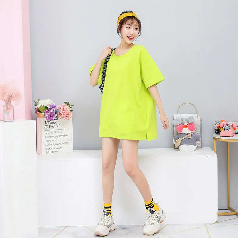 

2019 Summer New Arrival Korean Style Fashion Solid Color Half Sleeve T- Shirt Loose Short Sleeve T-shirts Free Shipping