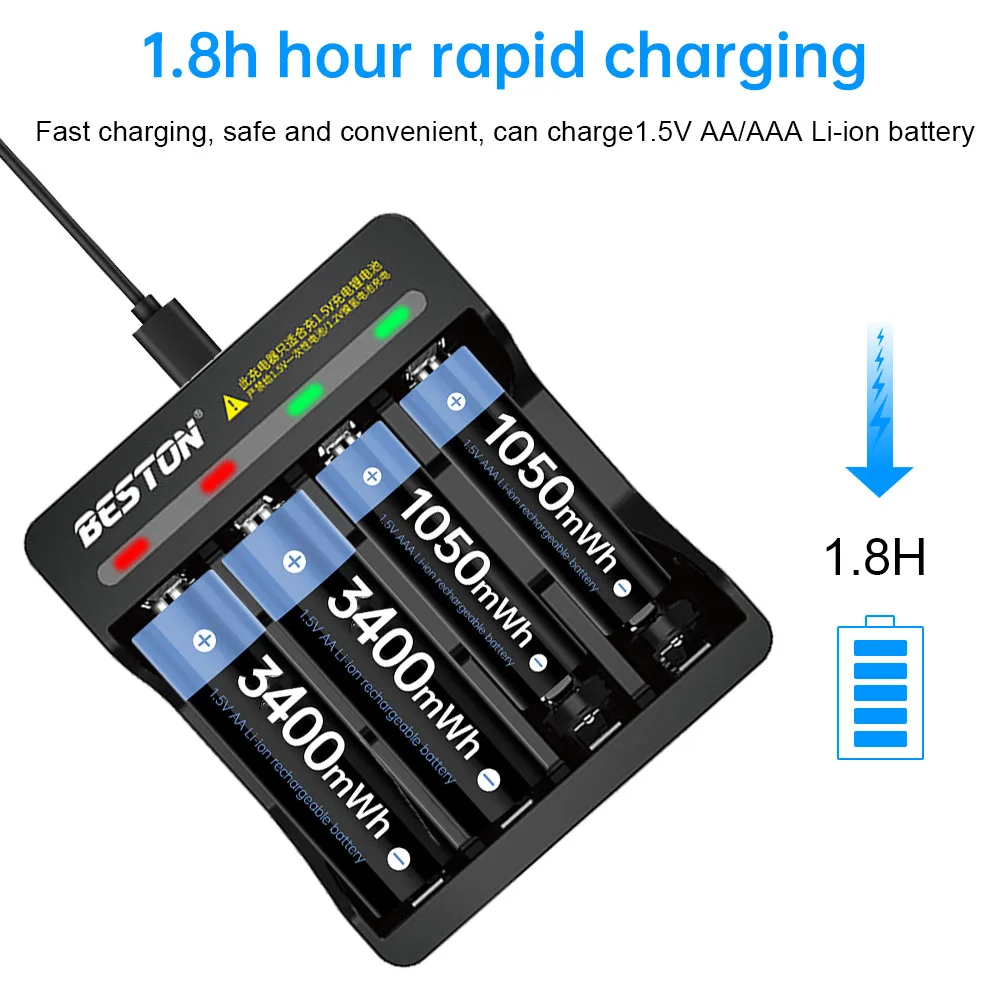 Li-ion do aa das Batterias da Bateria Recarregável do aa Recarregável da Câmera 1.5v do aa de 3400mwh para a Bateria aa do rc Bateria Recarregável aa 1.5v - Image 6