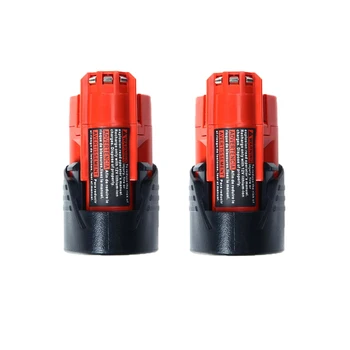 

2PCS M12 12V 1500mAh Li-ion Power Tools Battery for Milwaukee 48-11-2401 48-11-2402 48-11-2411 48-11-2430 M12