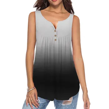 

Sexy Sleeveless Plus Size Gradient T shirt 2020 New Women Summer Loose Beach Tops Large Size 5XL Irregular Casual Vest T shirts