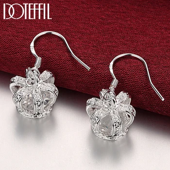 

DOTEFFIL 925 Sterling Silver Crown Drop Earrings For Woman Wedding Engagement Party Fashion Charm Jewelry