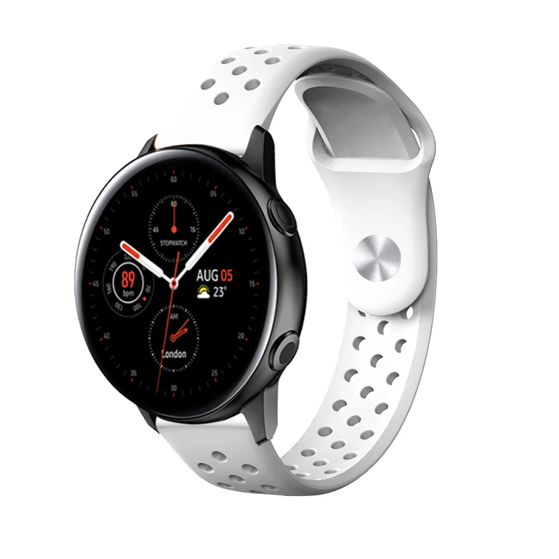 20 мм спортивные для samsung Galaxy часы активное 2 40/44 мм длина браслета замена силиконовые Quick Release браслет на запястье для смарт-часов