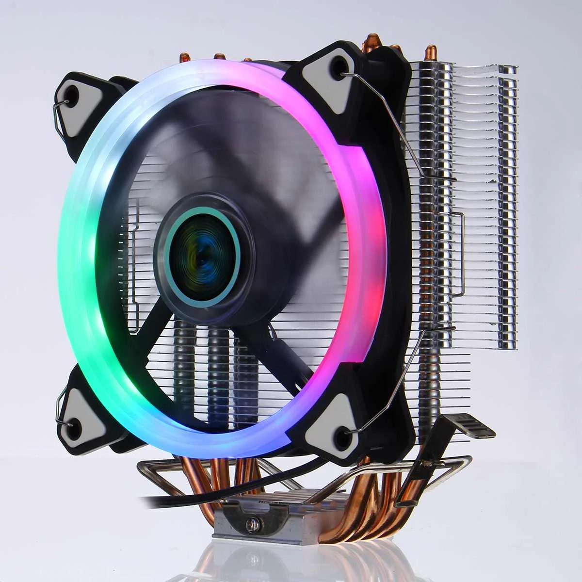 Процессор охлаждающий вентилятор радиатора 2/4/6 Медь с тепловым стержнем heat pipe 3/4Pin RGB Вентилятор Кулер для Intel 775/1150/1151/1155/1156/1366 и AMD все платформы - Цвет лезвия: Type 9