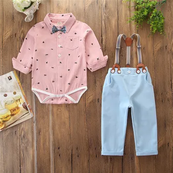 

Children clothing boy winter suit 2020 new long-sleeved suit child gentleman strap two-piece