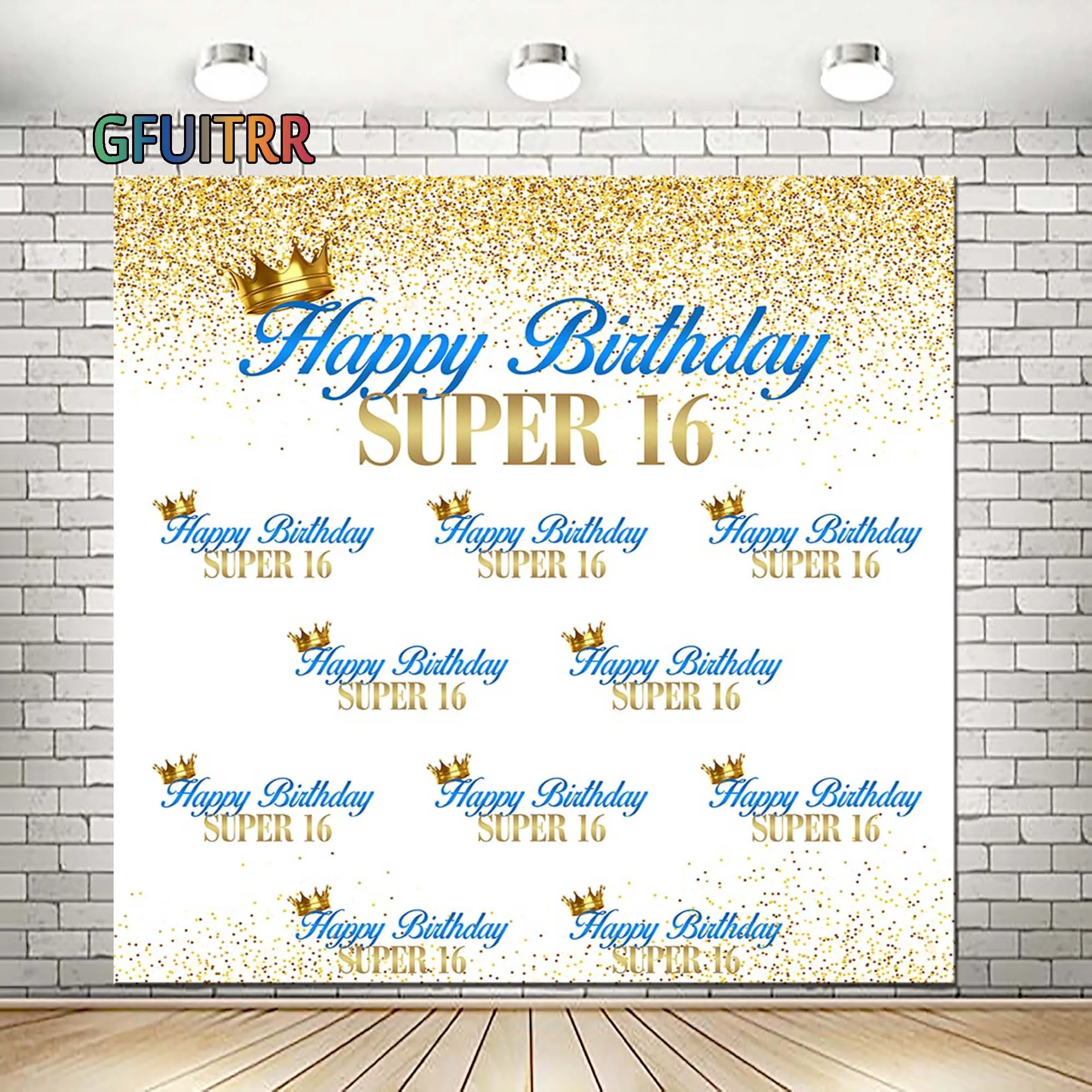 GFUITRR Crown Decoration Photography Backdrops Birthday Party Background Golden Banner Vinyl Photo Booth Props Fotografia | Электроника