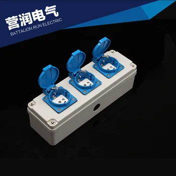 

3Gang EU standard German 2holes IP54 socket waterproof industrial socket outdoor waterproof outlet 250v 16Asocket