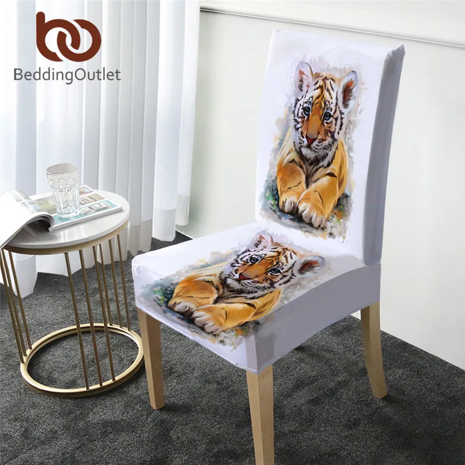 BeddingOutlet чехол на стул из спандекса с тигром эластичный сиденье для обеденного