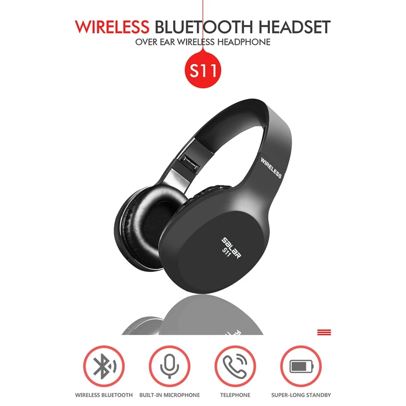 Salar S11 Wireless Headset Foldable Bluetooth Headphones Gaming Earphone with Mic for Phone Xiaomi Huawei
