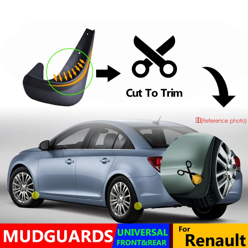 4 шт. Универсальные Брызговики передние и задние для Renault Megane Captur Clio Kwid Kadjar Fluence Symbol