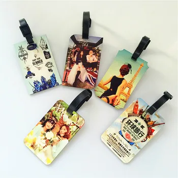 

100pcsSublimation Blank Luggage Label Tag MDF Wood Plate luggage tags loop attached/with strap