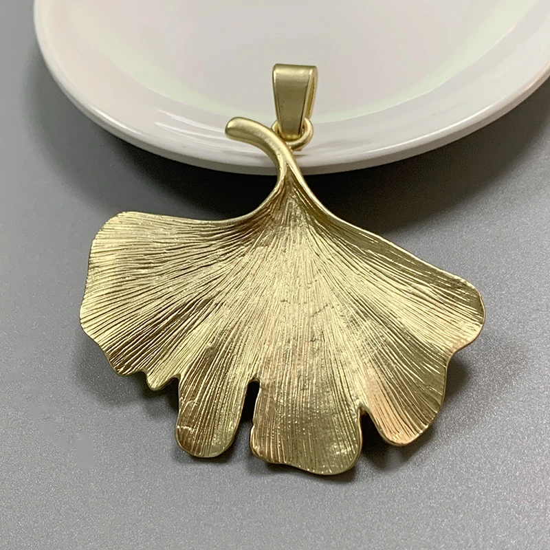 Leaf Charm Pendant, Filigree Leaf Gold, Hammered Leaf, Matte Gold