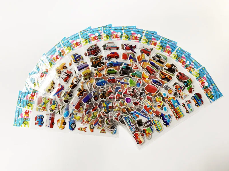 12 Sheets/pack 3D Cartoon Stickers Scrapbooking Waterproof Bubble