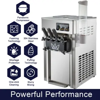 

3 Flavors Commercial Soft Ice Cream Maker R410a Mix Flavor 16-18L / H