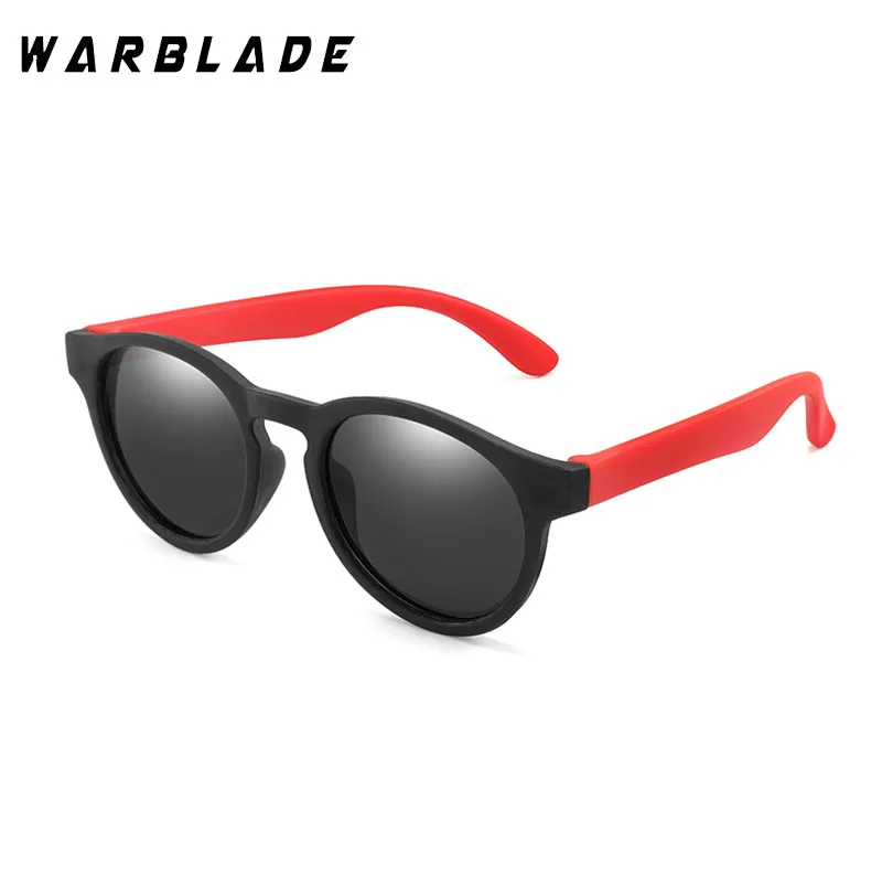 WarBLade, детские солнцезащитные очки, поляризационные, для мальчиков и девочек, круглые, защитные, солнцезащитные очки, для детей, детские очки, силиконовые очки, UV400 - Цвет линз: black red grey