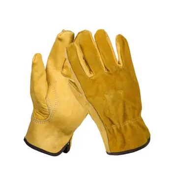 

1 Pair Work Gloves Cowhide Security Protection Wear Welding Moto Hunting Gloves