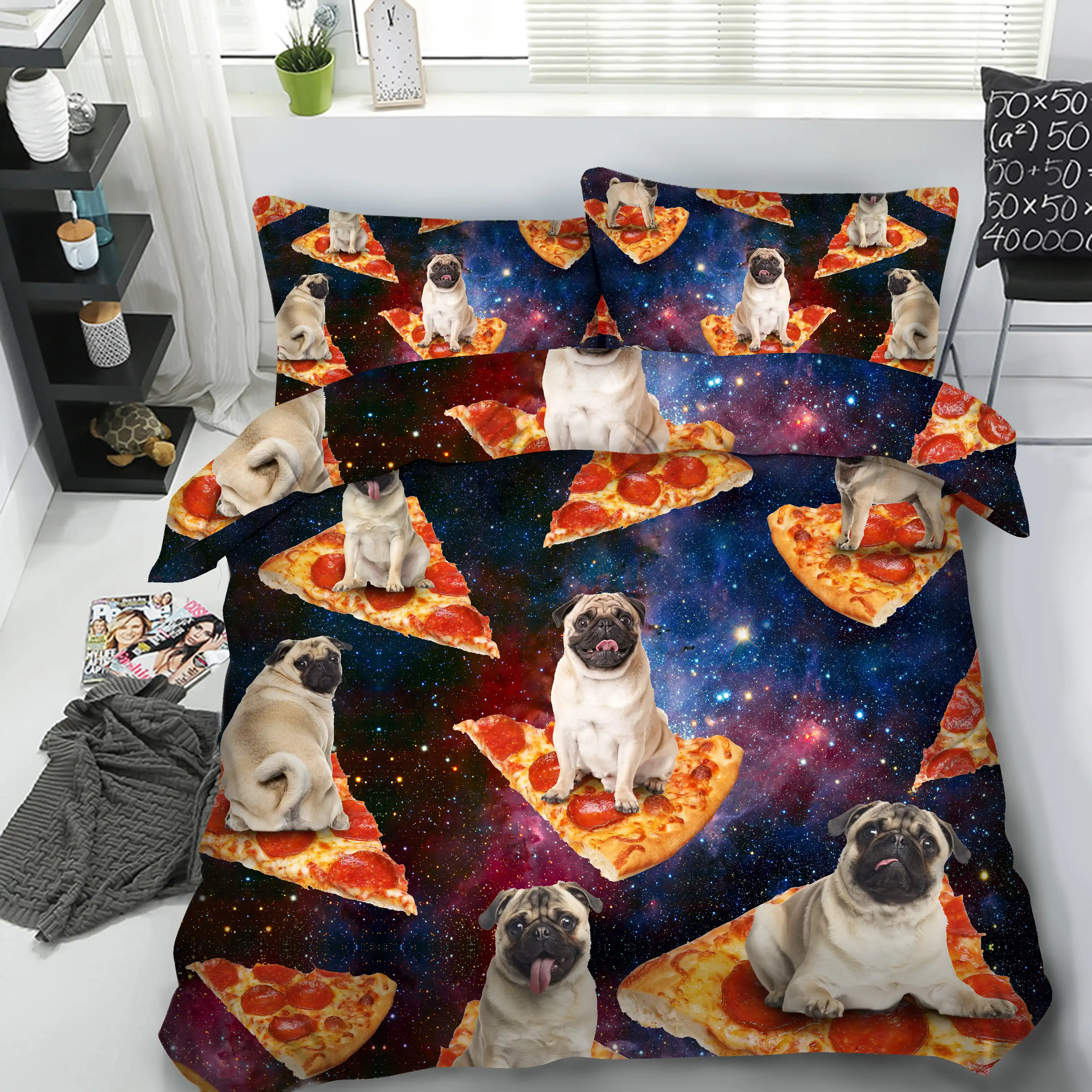 3部セットかわいいパグ犬銀河にピザスライス3dベッドリネン Bedding Sets Aliexpress
