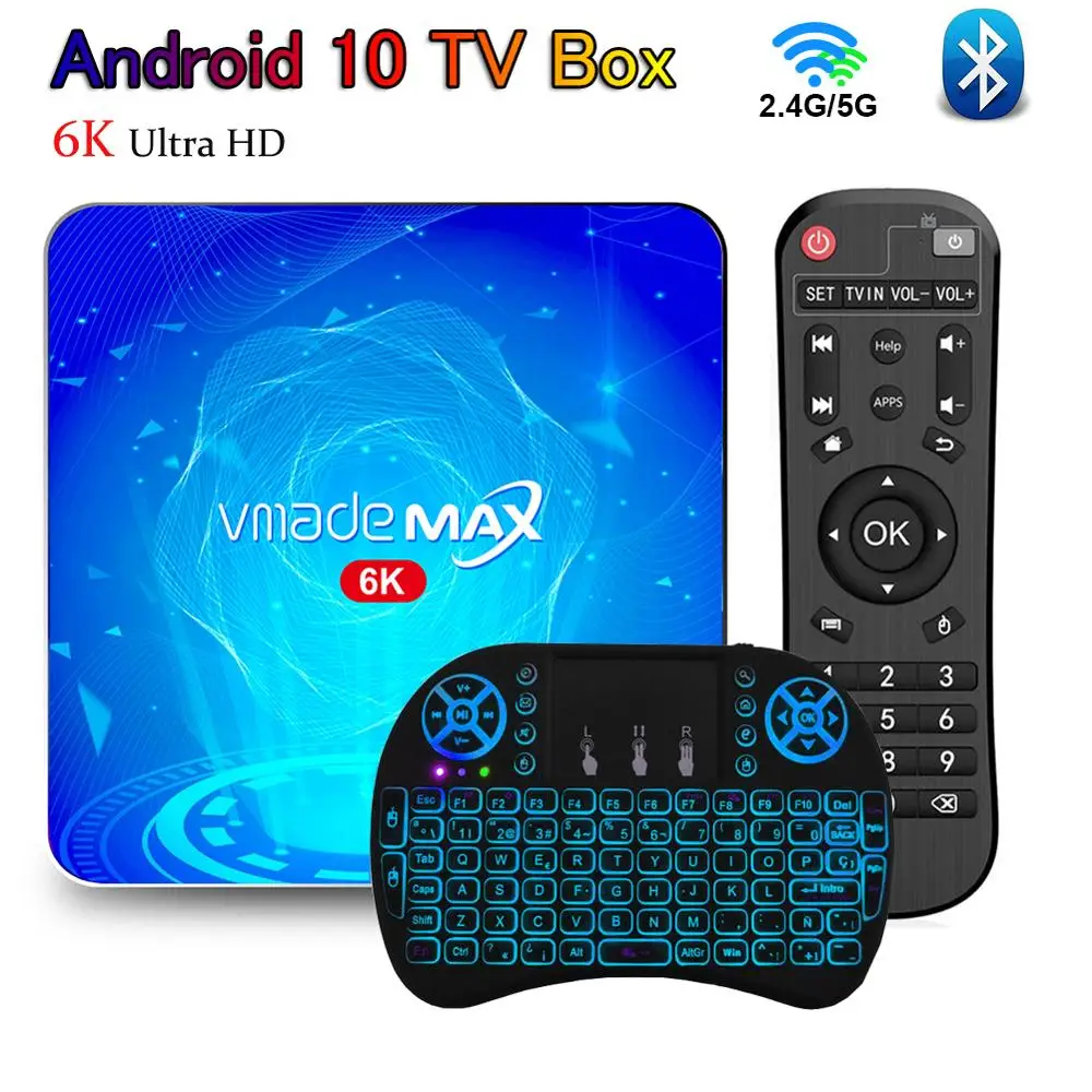 Vmade Smart TV Box Android 10 4G 64G Receiver Set Top Dual wifi 2.4G&amp5G Bluetooth Youtube H616 6k T2 Midea player | Электроника