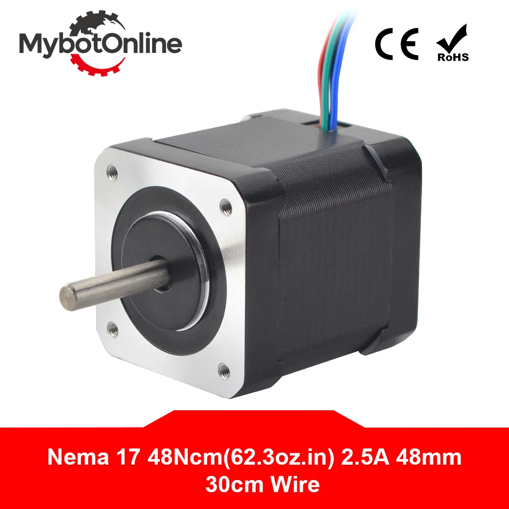 

Nema17 Stepper Motor 48mm 42 Motor Nema 17 Step Motor 48Ncm(67.99 oz.in) 2.5A 4-lead for CNC 3D Printer