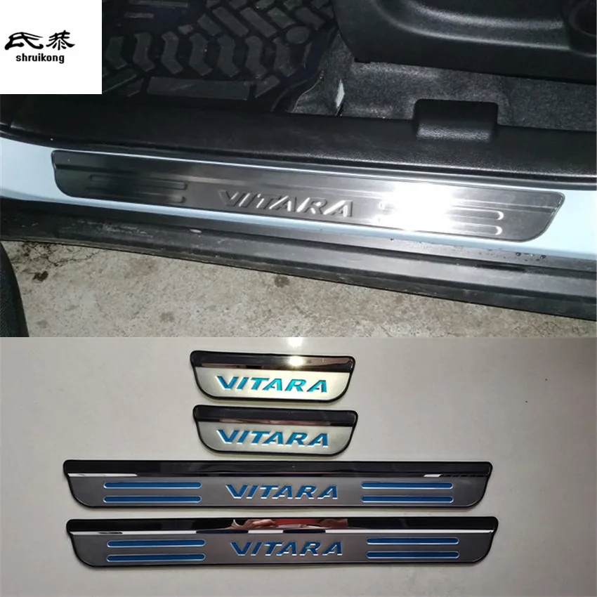 4 шт./лот Накладка на порог из нержавеющей стали для 2015-2019 Suzuki VITARA LY автомобильные