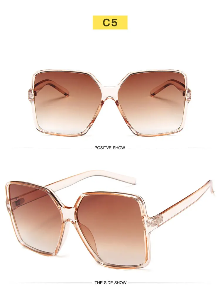 2021 Luxury Oversize Square Sunglasses Women Vintage Brand Big Frame Women Sun Glasses Fashion Gradient Female Glasses Oculos