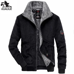 Winter parka men New Jackets Mens Plus velvet thickening Corduroy Men's coats Business casual warm middle aged coat M-5XL 9919