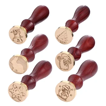 

6pcs Pretty Santa Claus Stamper Christmas Stamps Wooden Seal Stamp Invitations Stampers for Envelopes