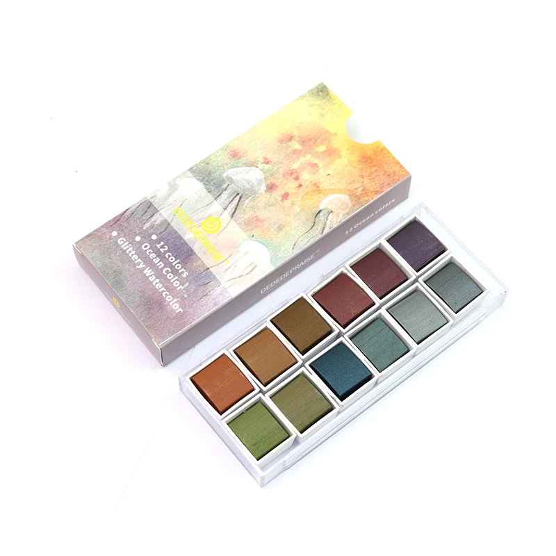 DEDEDEPRAISE 6/12 Colors Solid Watercolor Paint Watercolor Pigment For Handmade Drawing Professional School Kids Art Supplies