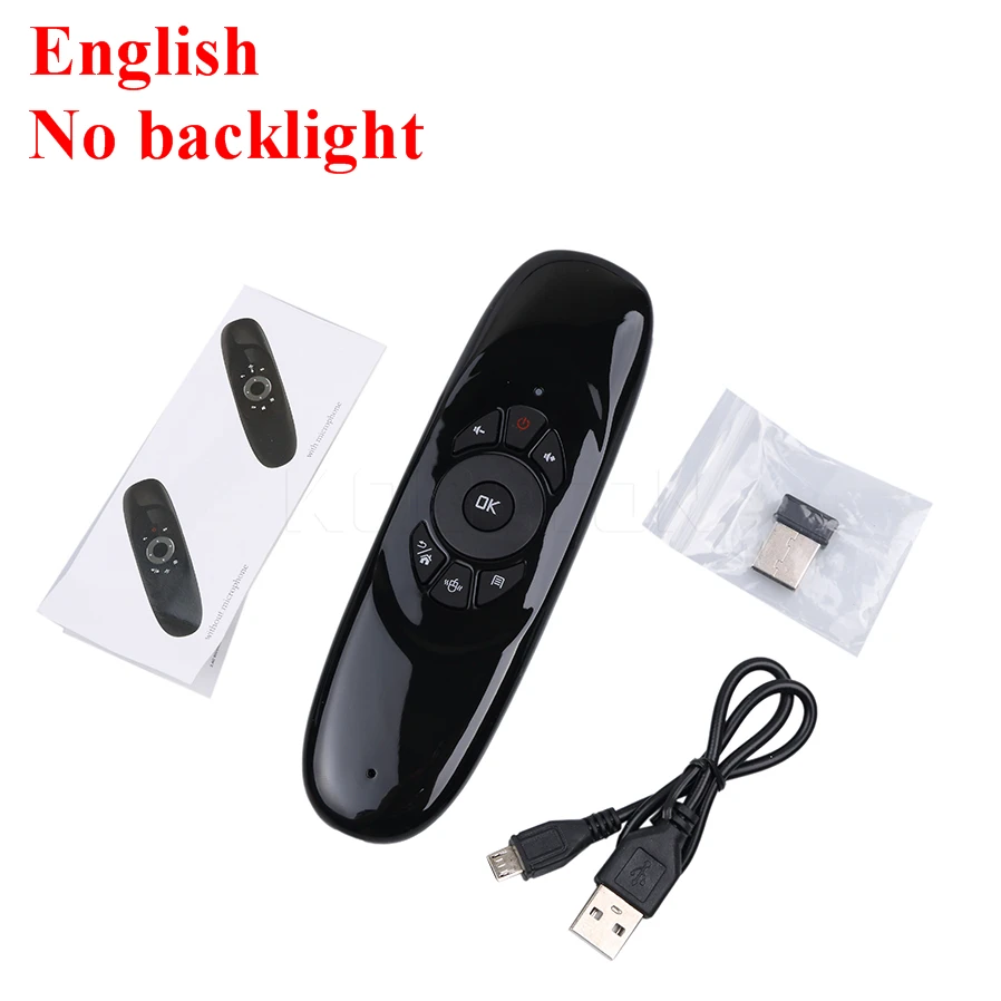 C120 English Version C120 Air mouse пульт дистанционного управления с голосовой подсветкой Gyro русская беспроводная клавиатура 2,4G RF для Android Smart tv Box X96 MAX - Color: C120 English Version