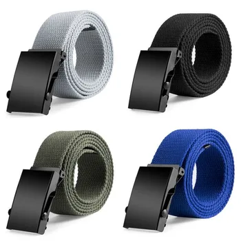 

Nylon Tactical Men Belt 2020 Plain Canvas Military Web Belt Solid Black Metal Roller Buckle Mens Womens Casual Black Belts